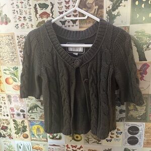 American Eagles olive green cropped shawl /cardigan size small